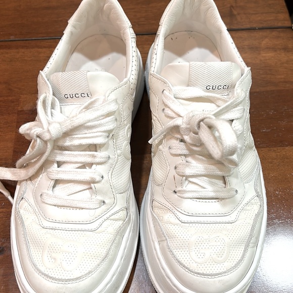 White Gucci Tennis Shoes “WOMEN'S GG EMBOSSED SNEAKER” - Picture 2 of 5